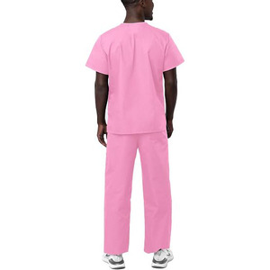 MANGOES FASHIONS Ensemble de tenue médicale unisexe rose, col en V, manches courtes, pantalon, vêtements d'hôpital, Spandex, écologique, détection des aiguilles - Product Image 2