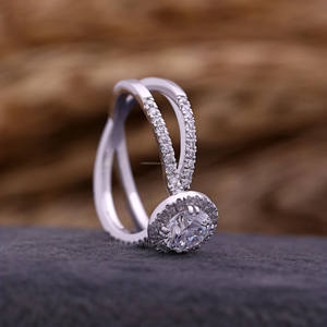 แหวนหมั้นเพชรเม็ดเดี่ยว14K สีทองขาวทันสมัย IGI ของขวัญวันครบรอบแต่งงาน - Product Image 3