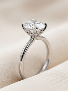 Classic Moissanite <b>Solitaire</b> <b>Ring</b> Round Brilliant Cut Prong Setting Women's Engagement Band 925 <b>Silver</b> Fine Jewelry - Product Image 2