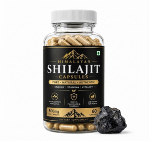 Capsules de Shilajit Pur d'Origine Montagneuse, 60 Comprimés, Formule Minérale Naturelle avec 500mg de Shilajit par Portion pour le Soutien Énergétique - Product Image 1