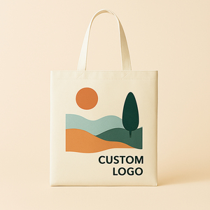 Sacs fourre-tout en toile de coton en gros, personnalisables avec logo imprimé, réutilisables, grands sacs de courses, sacs en coton blancs à motif géométrique - Product Image 2