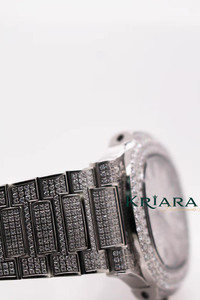 Premium Quality Stainless Steel Silver Luxury Analog <b>Watch</b> Glass Moissanite Diamond Inlay Mechanical Auto Movement Stylish - Product Image 5