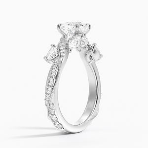 Anillo de compromiso y boda solitario BOJ 4 con corte de cojín, plata 925, piedra lateral de paz engastada con puntas, certificado GRA, 2ct, color D, VVS1 - Product Image 2