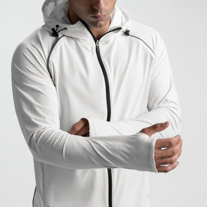 Chándal Deportivo para Hombre, Color Beige, con Capucha y Cordón Ajustable, Manga Larga, Ligero, Transpirable, de Secado Rápido, Color Sólido, Informal, para Primavera y Otoño - Product Image 2
