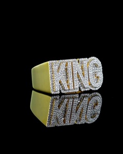 Round Cut Gold Plated Sterling Silver Engagement Wedding Anniversary Party Rings with Prong Setting Letter Shape Unisex Gift - Product Image 3