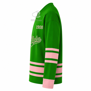 Maillot de hockey sur glace Alpha Kapa Alpha Sorority Vert Rose en maille polyester anti-humidité pour performance sportive d'équipe - Product Image 3