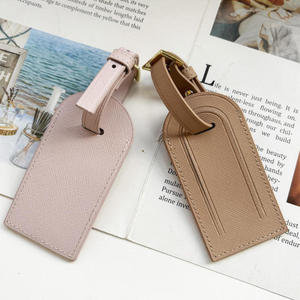 Étiquettes de bagages en cuir véritable, couleur unie, luxe, prix bas, logo et image personnalisés, étiquettes de bagages en cuir pour valises d'avion - Product Image 2
