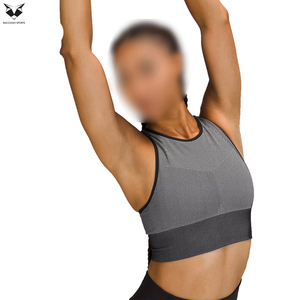Ropa de yoga ecológica de color gris, el mejor proveedor, servicio OEM, ropa deportiva para gimnasio, sujetador de compresión de nailon y spandex. - Product Image 4