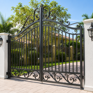 Portail métallique sur mesure pour maisons, portail d'entrée décoratif en fer forgé avec acier robuste et finition thermolaquée durable - Product Image 1