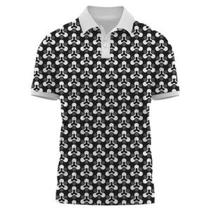 เสื้อโปโลกอล์ฟผู้ชายคุณภาพสูง ผ้าโพลีเอสเตอร์ พิมพ์ลายเรียบ ป้องกันรอยยับ รับผลิตแบบ ODM - Product Image 4