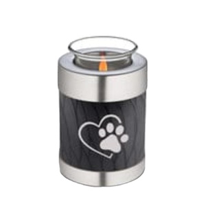 Urna Funeraria para Cenizas de Mascotas con Diseño de Pata Blanca y Corazón - Product Image 1