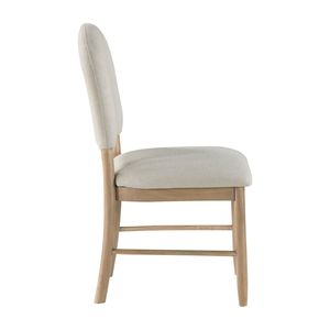 Set di 2 Sedie da Pranzo Classiche di Lusso Beige con Finitura Naturale e Seduta e Schienale Imbottiti in Tessuto per Arredamento Sala da Pranzo - Product Image 5
