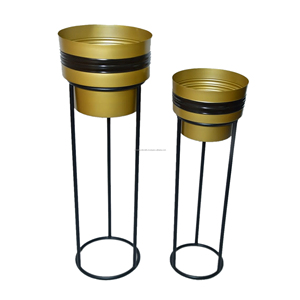 Black Metal Planter With Arched Gold Stand with Stand for Indoor Plants Elegant Home Balcony <b>Garden</b> Bathroom Kitchen Office - Product Image 6