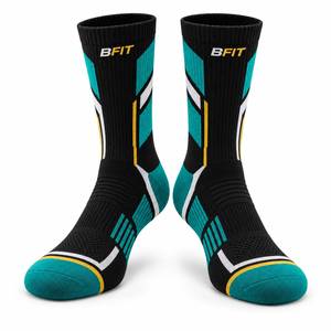 Athletic Crew <b>Socks</b> Men's Geometric Pattern Breathable Knitted <b>Sport</b> <b>Socks</b> Black Teal <b>White</b> Yellow Summer - Product Image 1