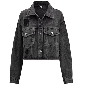 Chaquetas Transpirables 100% Algodón, Chaqueta Vaquera para Mujer, Chaqueta de Mezclilla de Manga Larga, Ropa de Mujer - Product Image 1