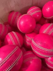 Premium Quality Salstar Sport Hand Stitched Cricket Top Grade Leather Selection <b>Ball</b> Customizable Pink Colors Logo Design <b>Balls</b> - Product Image 1