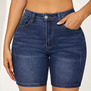 Wholesale Women's Plus Size Mid Waist Casual Summer <b>Denim</b> Shorts Sexy <b>Stretch</b> Breathable Eco-Friendly - Product Image 1