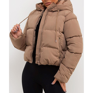 Chaqueta Acolchada con Capucha para Hombre, Abrigo de Invierno Estándar, Cálido, 400 GSM, Cierre Frontal con Cremallera, Bordado, Beige, Corte Ajustado, Estilo Urbano - Product Image 5