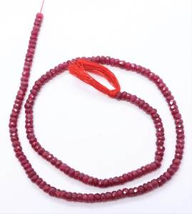 Cuentas facetadas de rubí AAA, cuentas de rubí rondelle de 4 mm, cuentas de rubí africano teñido, cuentas de piedras preciosas de rubí rosa facetadas de 16 pulgadas - Product Image 2