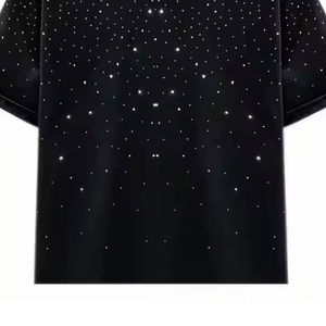 Camiseta de hombre con pedrería, brillante, de algodón, cuello redondo, manga corta, corte ajustado, para fiesta, estilo urbano, top de moda. - Product Image 5