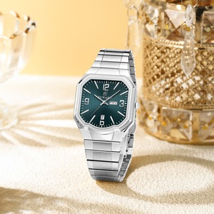 Men's Square Dial Analog Watch Stainless Steel Strap Waterproof Quartz Movement Date Week Display 2-Year Battery Life RD613377M - Product Image 3
