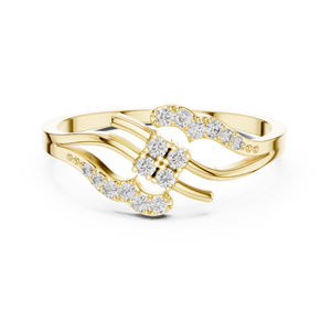 Anillo de oro macizo de 14k para mujer con diamante de corte redondo minimalista de diseño único de Aries Jewel, ideal para regalo, compromiso, aniversario o boda. - Product Image 1