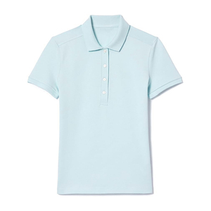 Polo en maille à manches courtes pour femme, col rabattu, bleu ciel uni, décontracté, pour le golf, pour adultes - Product Image 4