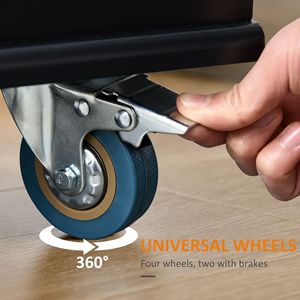 Carrello da Cucina Mobile Nero con 3 Cassetti, 2 Ante, Ripiano Ribaltabile e Portasciugamani/Portaspezie - Product Image 6