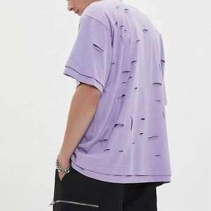 T-shirt en coton uni pour homme, délavé à l'acide, coupe oversize, effet vieilli, épais, vierge, style vintage, vente en gros - Product Image 5