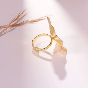 <b>Gold</b> Plated Alloy Modern <b>Cocktail</b> <b>Ring</b> Adjustable for Anniversary Wedding Wear Unisex - Product Image 3