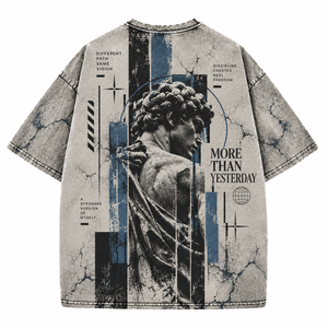 เสื้อยืดวินเทจทรงหลวมไหล่ตกขายดี เสื้อยืดโอเวอร์ไซส์ผู้ชาย ลายฟอกสี เสื้อยืดสตรีทแวร์ลายฟอกสี - Product Image 2