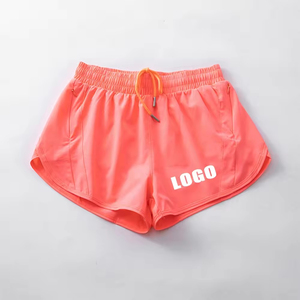 Shorts de sport pour femmes à séchage rapide, taille mi-haute, avec cordon de serrage, couleur unie, en polyester tricoté, pour l'entraînement et le yoga - Product Image 4