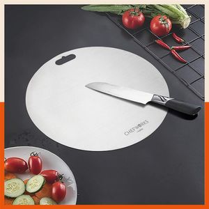 Planche à découper durable en acier inoxydable avec poignée intégrée, surface de coupe antirouille pour la préparation des aliments en cuisine, utilisation domestique - Product Image 4