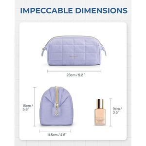 Borsa da Viaggio per Trucchi Rettangolare Viola M, Ampia e Aperta, Trapuntata con Imbottitura Morbida - Product Image 2