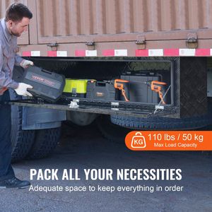 Cassetta Portautensili in Alluminio Rinforzato 152x43x46 cm per Sottoscocca Camion, con Piastra Diamantata, Serratura e Chiavi, Impermeabile, per Pickup - Product Image 3