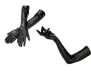 Guantes Largos Negros Brillantes para Mujer, Estilo Látex, para Cosplay, Fiestas, Actuaciones, Elegantes y Brillantes, Hasta el Brazo - Product Image 1