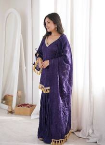 Robe Salwar traditionnelle indienne et pakistanaise violette avec dupatta, coupe ample, longueur au sol, pour femme - Product Image 5