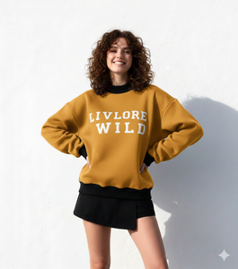 Sweat-shirt classique à col montant pour femme, personnalisé, de qualité supérieure, doux, essentiel pour l'hiver, 100% coton, coupe ample - Product Image 1