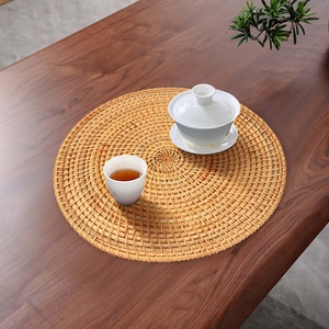 Natural Bamboo Round <b>Placemats</b> and Cup Mats Light <b>Seagrass</b> Straw Weave Rattan Home Decor for Dining Table Kitchen - Product Image 4