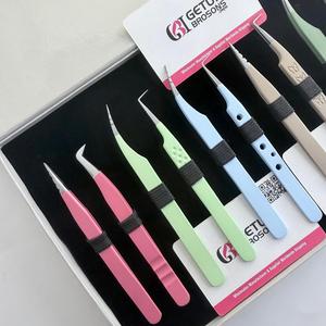 GETUP BROSONS IMPEX Pince à épiler pour cils en acier inoxydable de précision, antistatique, à pointe lisse de 10 mm, ensemble avec emballage en boîte avec logo - Product Image 4