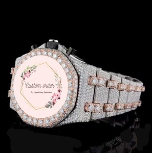 Montre automatique pour homme en acier inoxydable style hip-hop, avec moissanite VVS1, analogique, artisanale, mécanique - Product Image 2