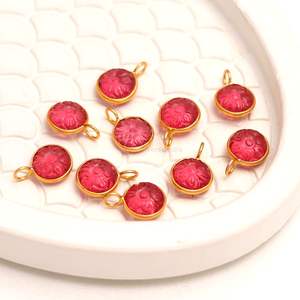 Colgante de flor de cuarzo turmalina rosa tallado a mano con piedra preciosa, plata de ley 925, amuleto de piedra de cuarzo turmalina para joyería - Product Image 1