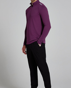 ABINZ ENTERPRISES Purple Quarter-<b>Zip</b> Long Sleeve Yoga <b>Top</b> Solid Color Sweat-Wicking Regular Fit 160g Polyester Women's Shirts - Product Image 3