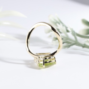 Toi Et Moi Lab Grown Yellow Gold Classic Engagement <b>Ring</b> Radiant Cut Green Peridot Pear Diamond <b>Two</b> <b>Stone</b> Wedding <b>Rings</b> - Product Image 3