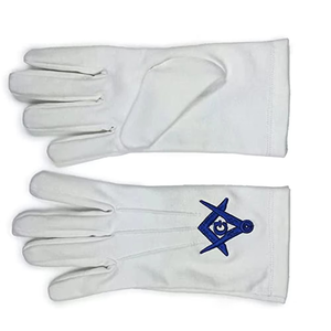 Gants de cérémonie maçonniques en pur coton, logo brodé sur mesure, gants de maître maçon, gants en coton - Product Image 3