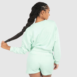 Sudadera con Capucha Corta de Otoño para Mujer, Talla Grande, con Logotipo Personalizado, de Poliéster/Algodón, Forro Polar de Invierno, Sudadera Corta Holgada - Product Image 2