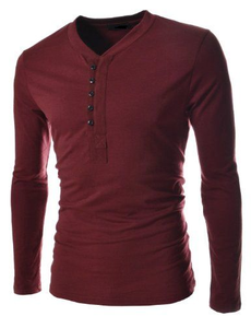 เสื้อยืดแขนยาวผู้ชาย สีพื้น ผ้าถัก สไตล์ลำลอง พิมพ์ลายดิจิทัล ระบายอากาศดี คอวี ทรงปกติ ดีไซน์เรียบง่าย เหมาะสำหรับใส่ในฤดูใบไม้ร่วง - Product Image 4