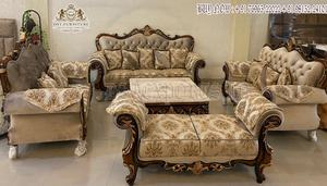Juego de sofá tallado pesado Maharaja Fabricante Juego de sofá tallado pesado de estilo europeo Sofá tallado pesado dorado tapizado - Product Image 4