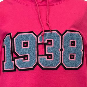 Sweat-shirt à capuche en chenille rose 1938, mélange de coton doux, pull à capuche à manches longues, vêtement décontracté pour tous les jours - Product Image 3