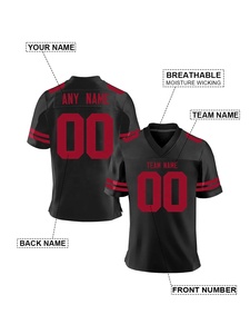 Custom Black Red American Football Jersey V-Neck <b>Short</b> Sleeve Breathable <b>Mesh</b> Men's Team Name Number Print Apparel - Product Image 4
